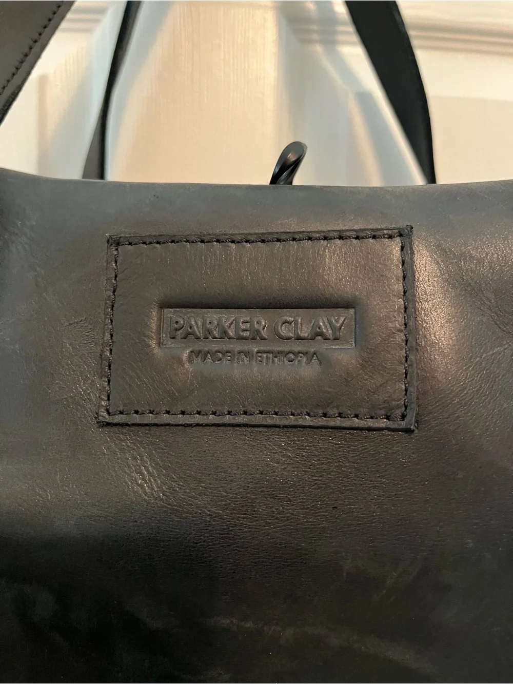 🖤 Parker Clay Black Leather Barrel Duffel Bag